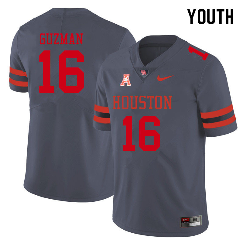 Youth #16 Noah Guzman Houston Cougars College Football Jerseys Sale-Gray - Click Image to Close
